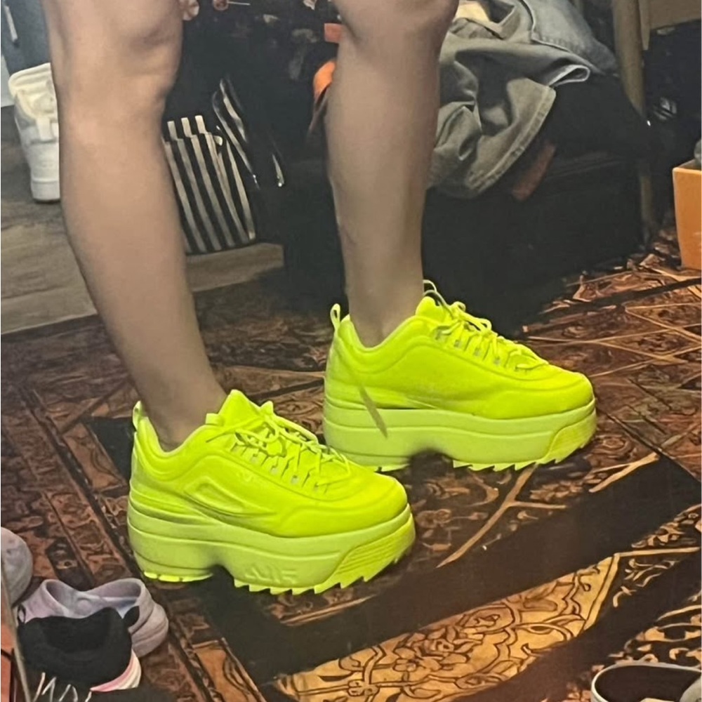 Puma Neon Yellow Platform Sneakers for Women
